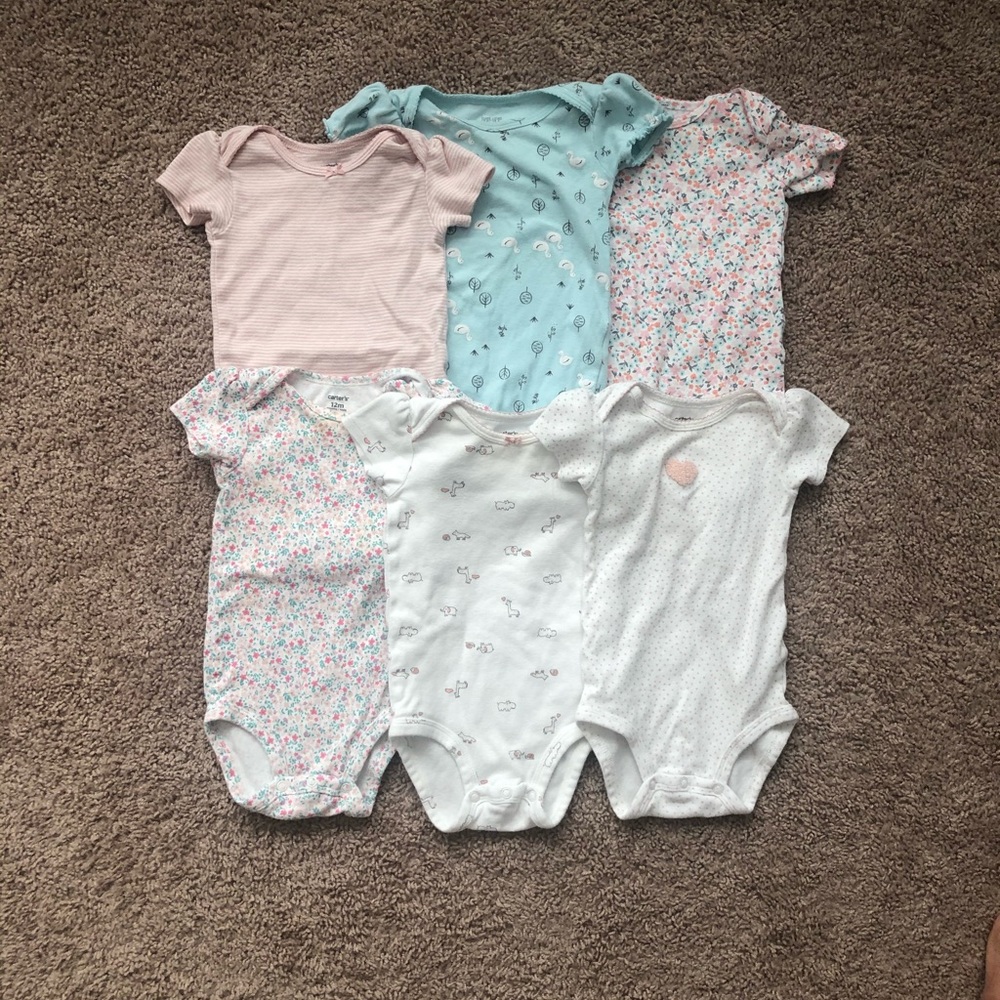 Carters Floral Girls onesies lot